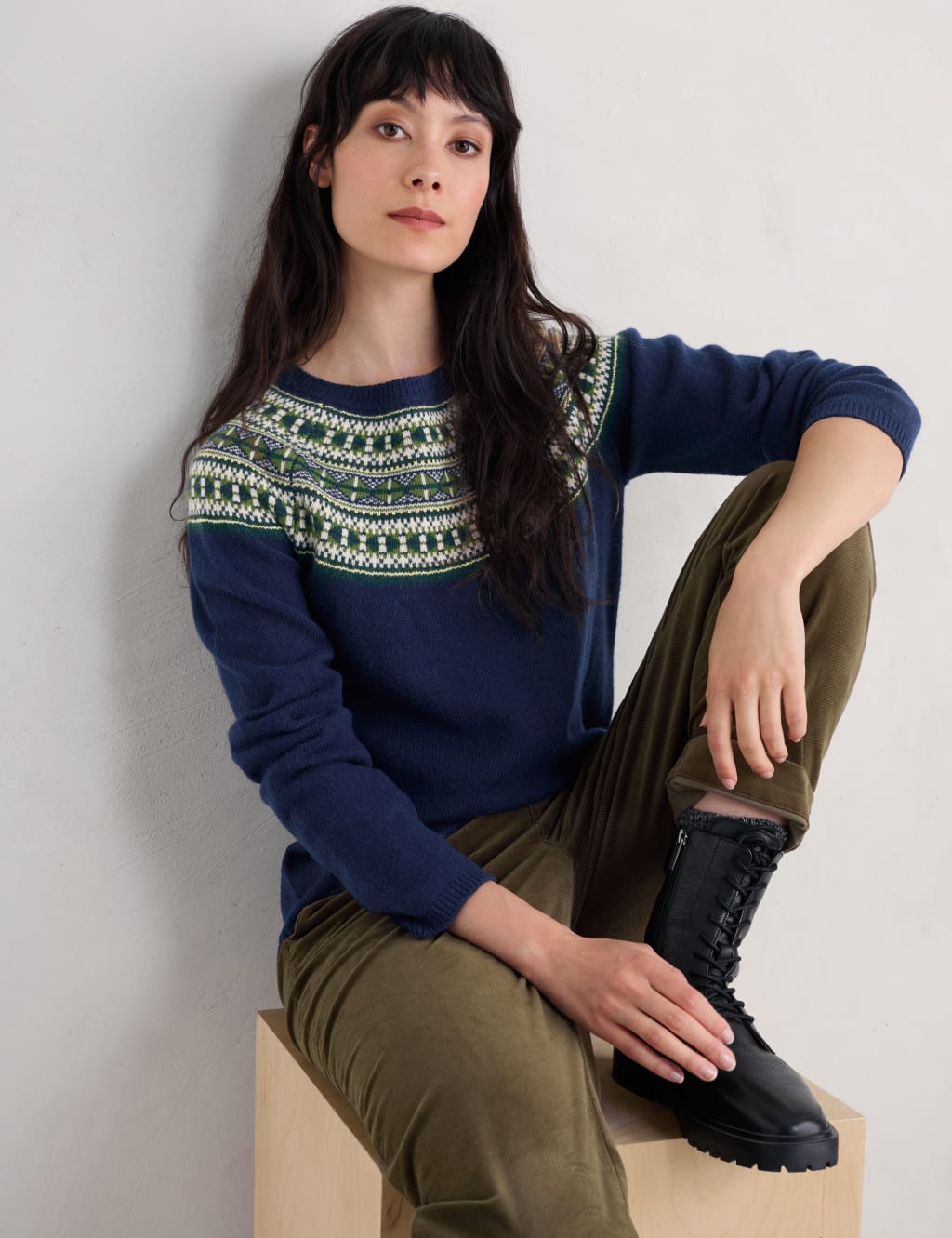 Merino Wool Rich Textured Crew Neck Jumper Seasalt Cornwall M S