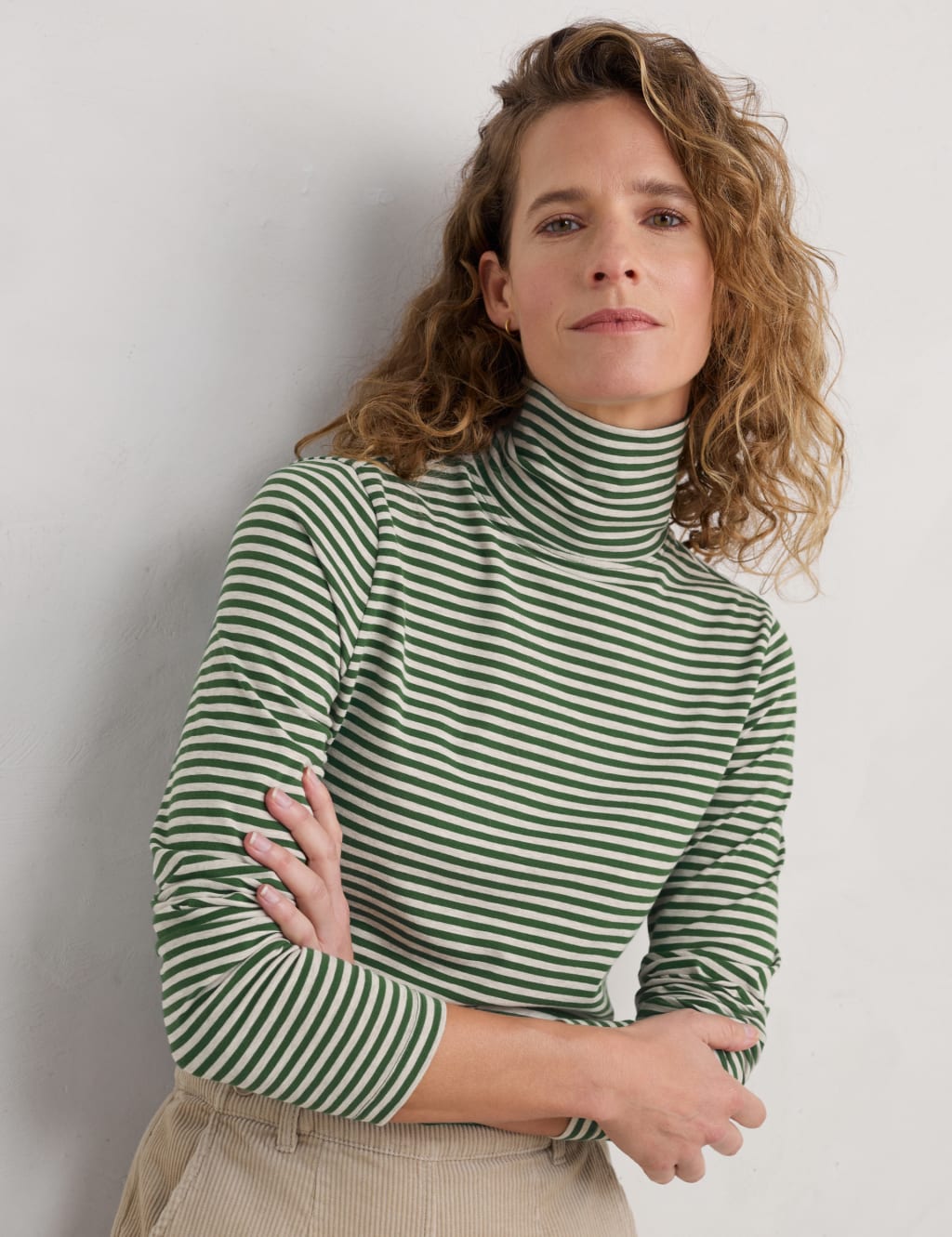 Striped roll neck top clearance