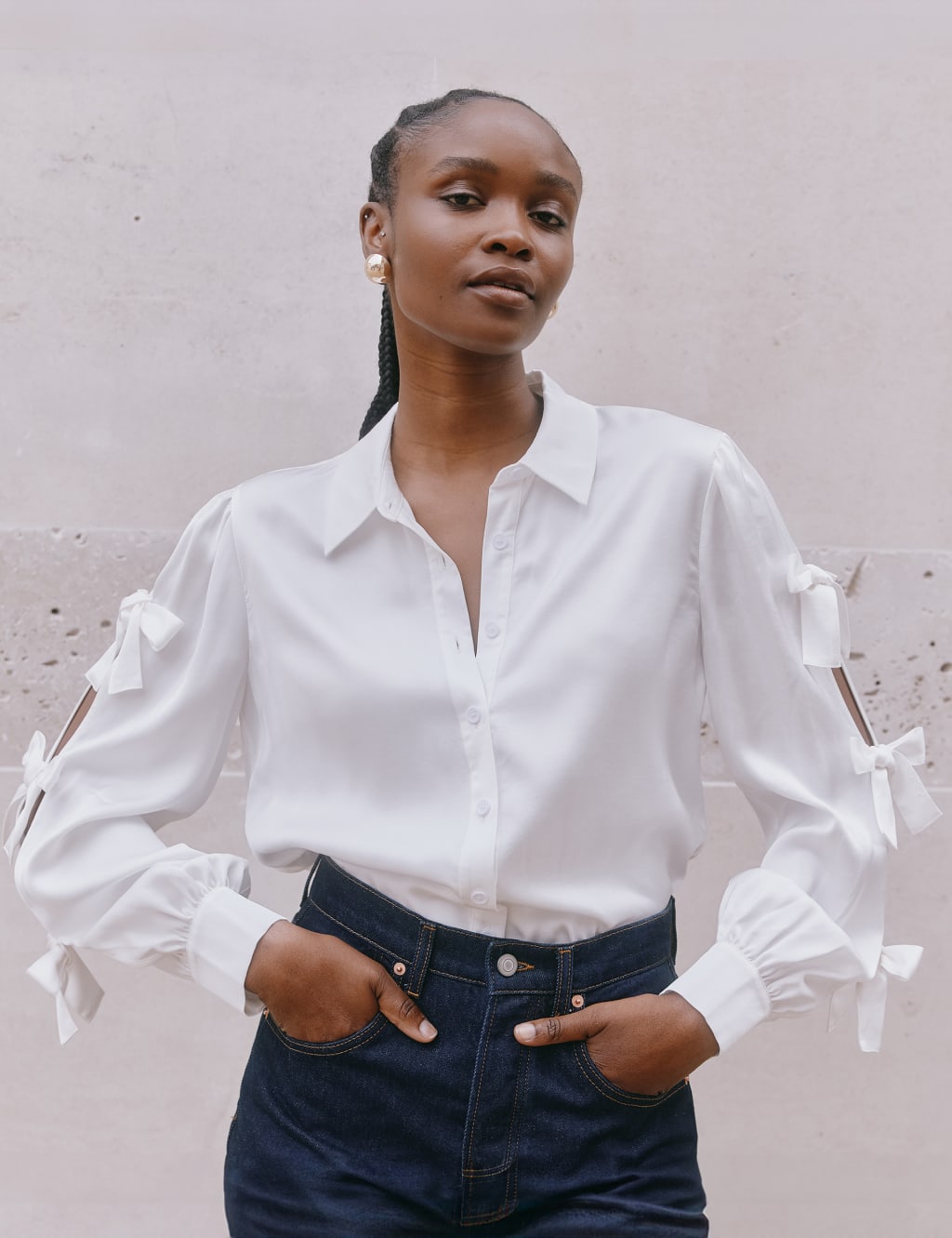Collared Bow Detail Blouse 1 of 4