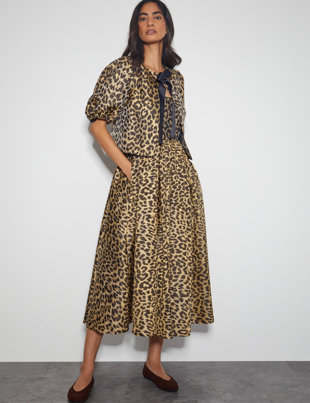 Animal Print Midi Waisted Dress 3 of 5