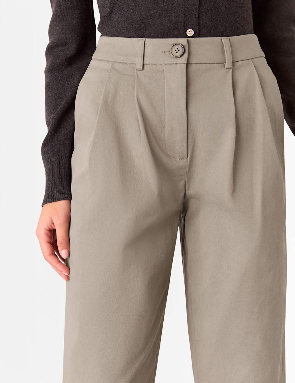 Lyocell Rich Barrel Leg Ankle Grazer Trousers 3 of 4