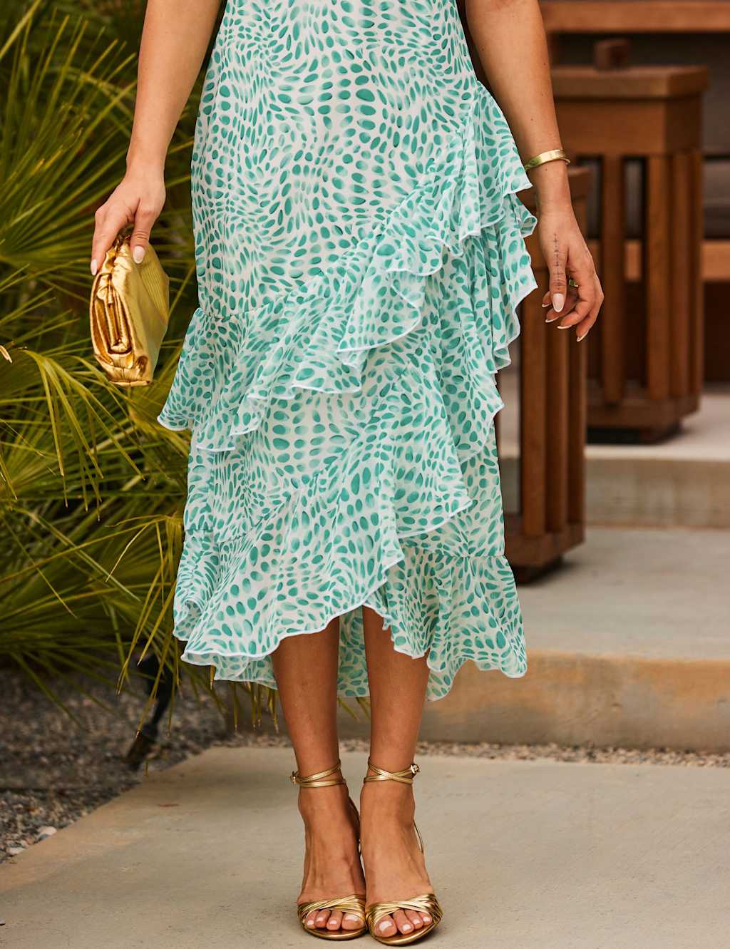 Printed Angel Sleeve Midaxi Wrap Dress 7 of 7