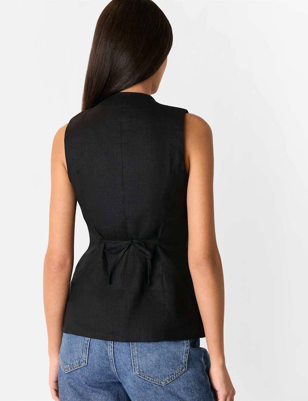 Pure Linen Slim Single Breasted Waistcoat 3 of 4