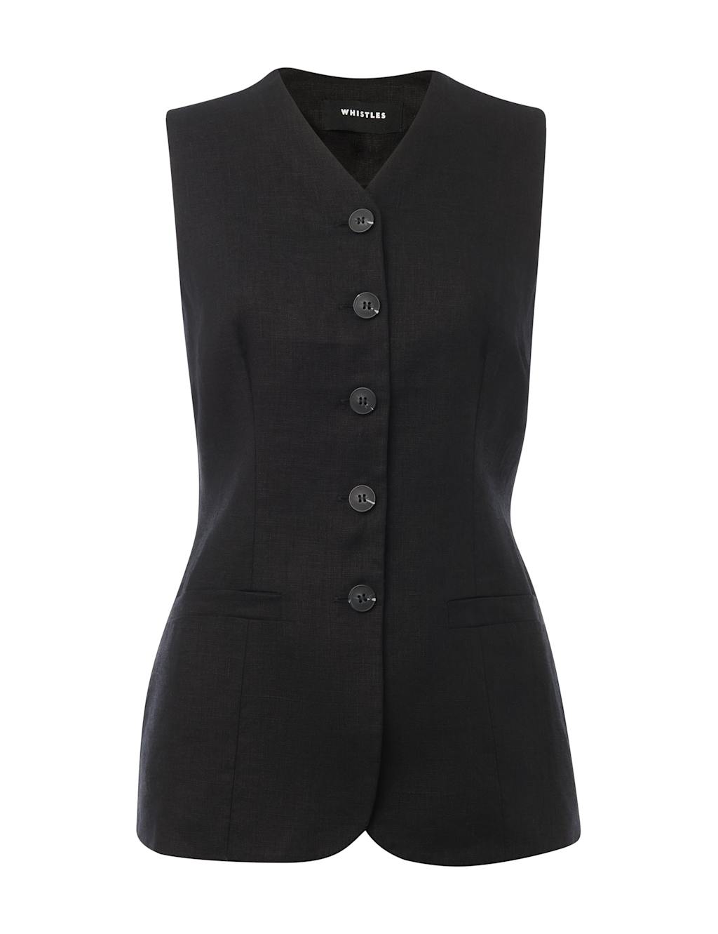 Pure Linen Slim Single Breasted Waistcoat 2 of 4