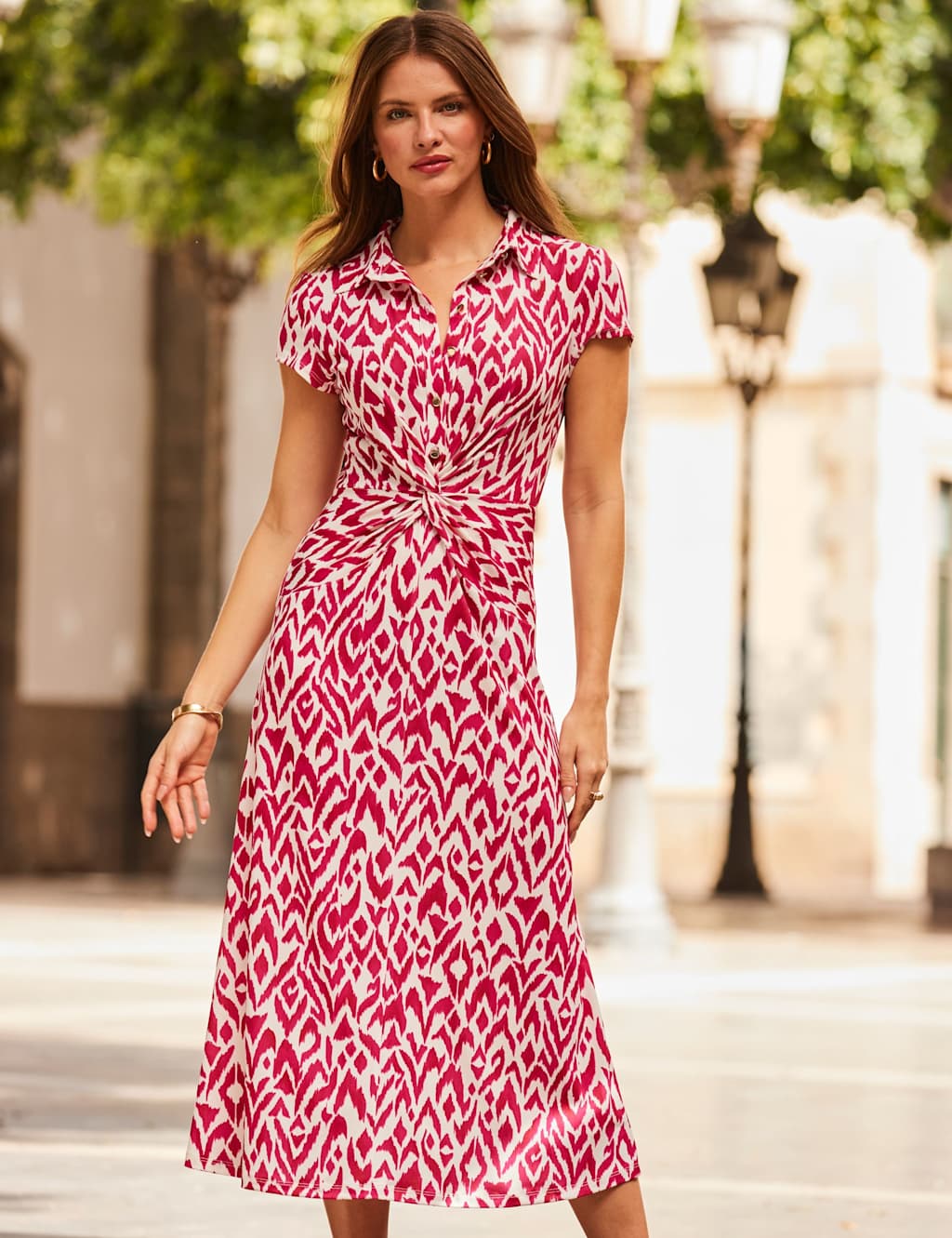 Abstract Twist Detail Midaxi Jersey Dress 3 of 6