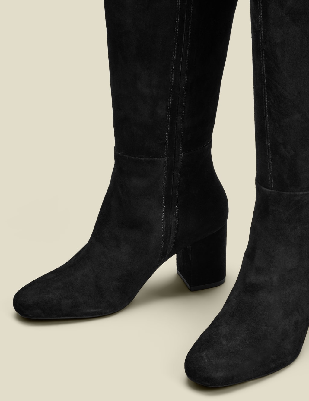 Block heel suede knee high boots online