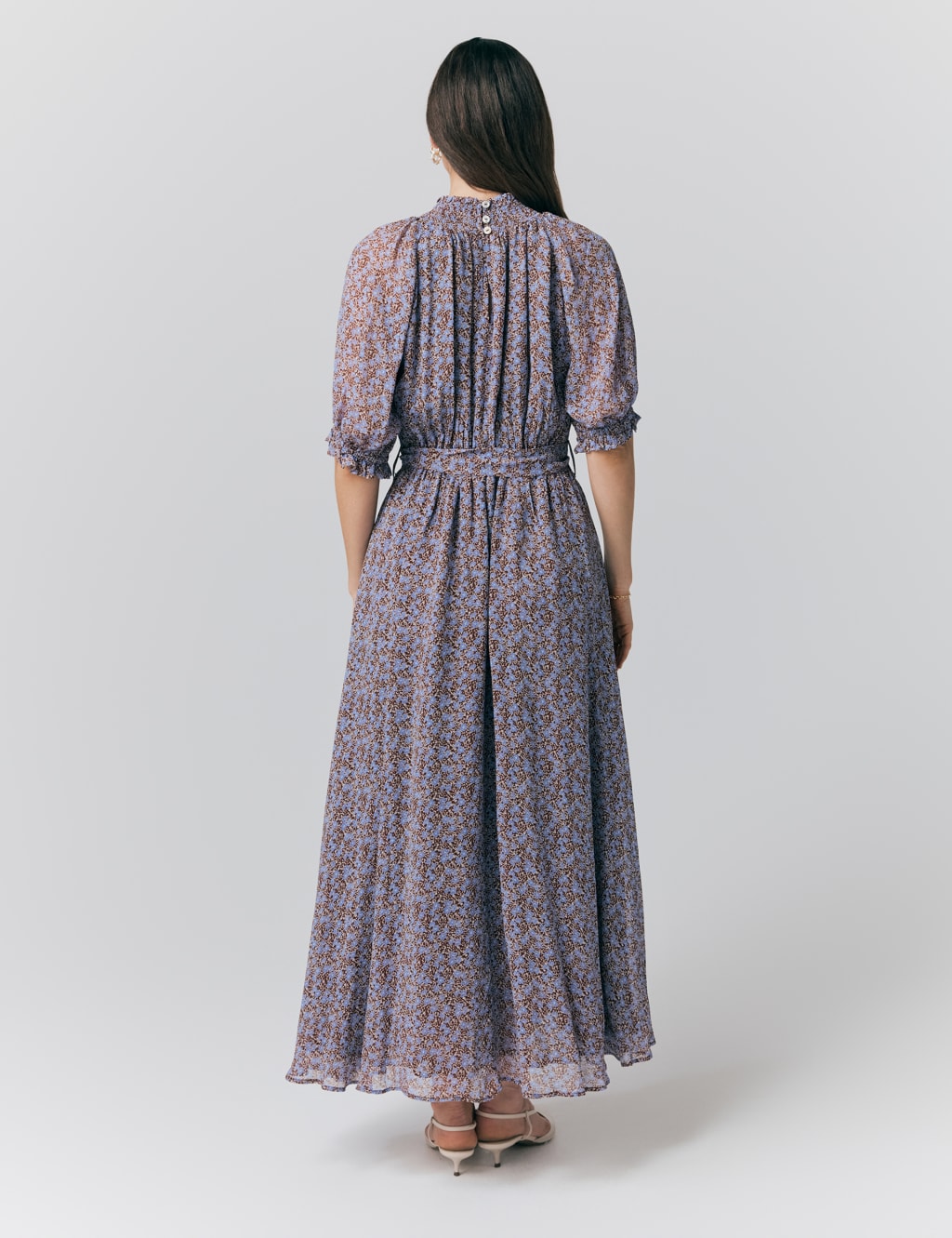 Georgette Floral Shirred Maxi Waisted Dress 2 of 4