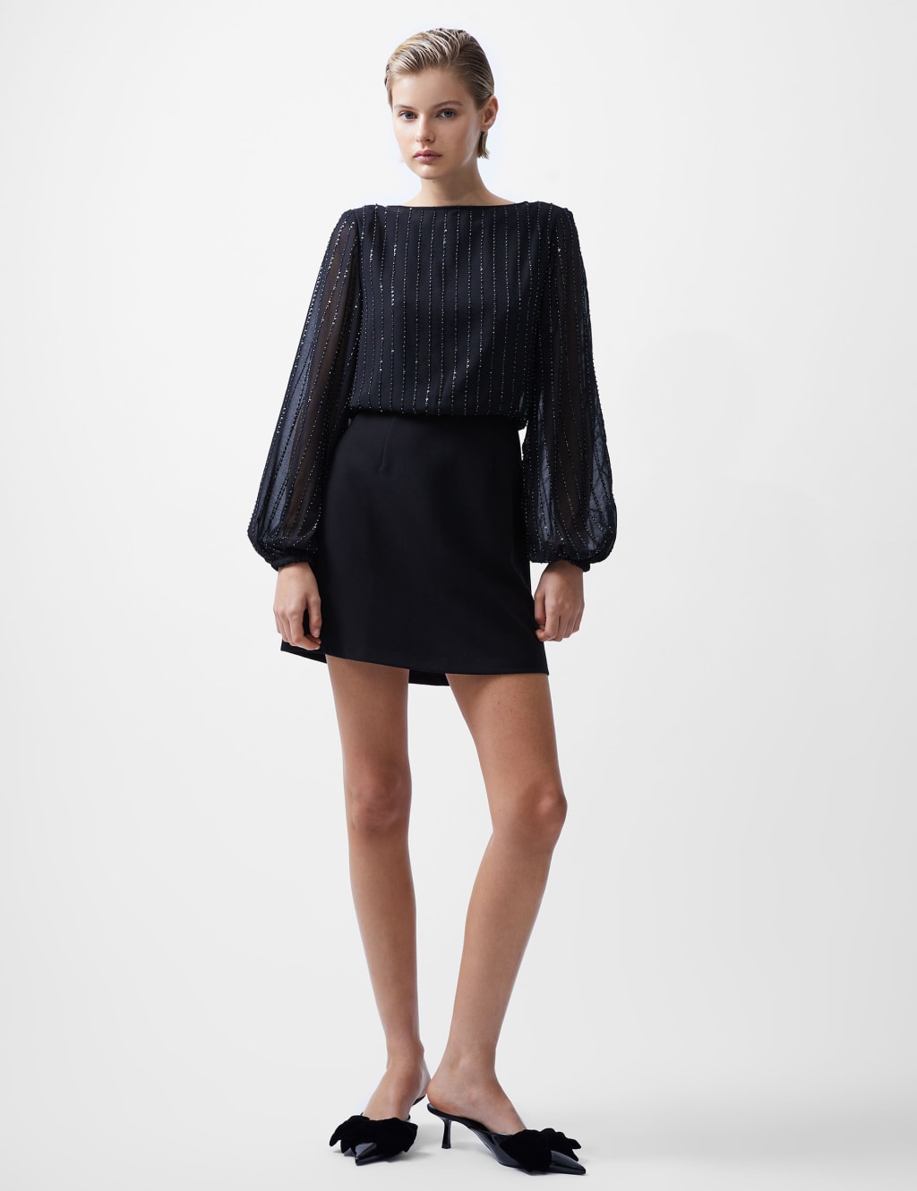Sequin Slash Neck Mini Waisted Dress 3 of 3