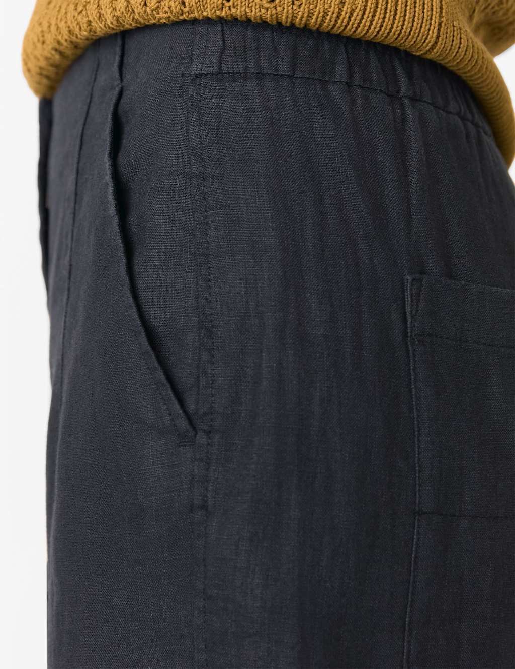 Pure Linen Barrel Leg Ankle Grazer Trousers 3 of 4