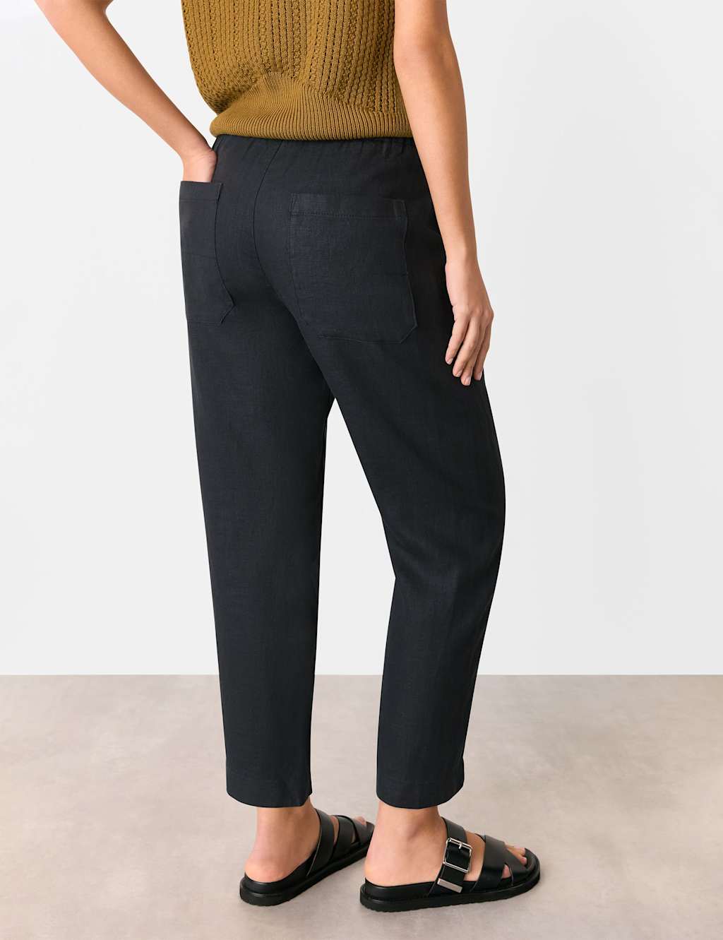 Pure Linen Barrel Leg Ankle Grazer Trousers 4 of 4