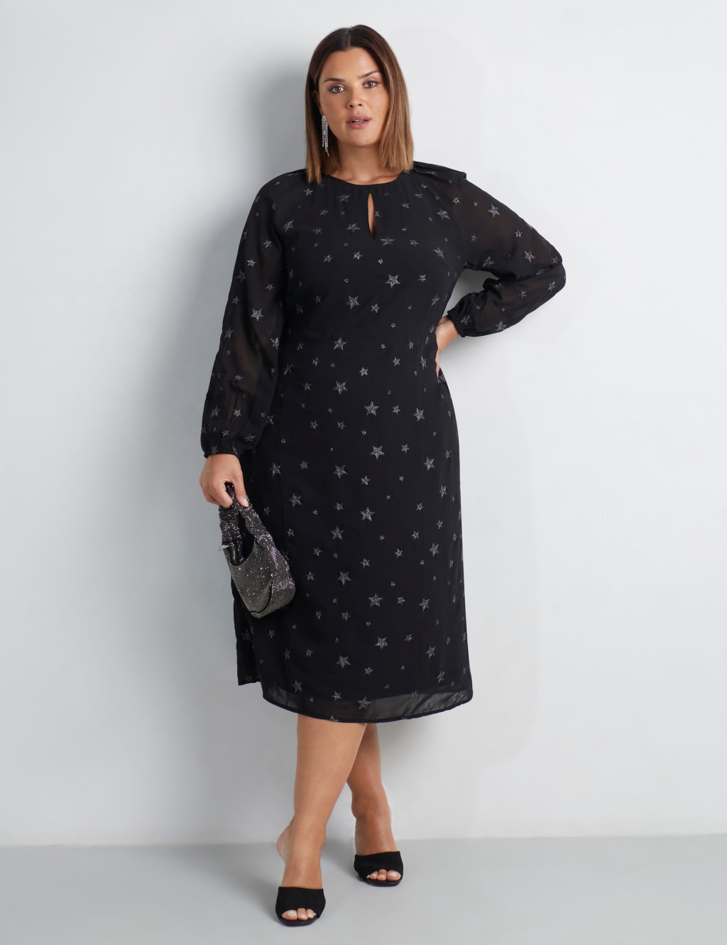 Star Embroidered Midi Waisted Dress 3 of 7