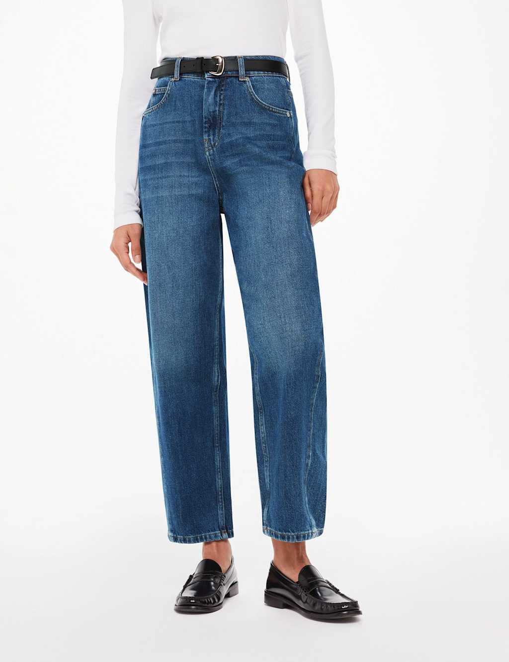 High Waisted Barrel Ankle Grazer Jeans 3 of 4
