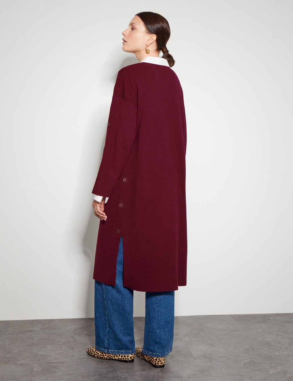 Bo Button Detail Longline Cardigan 3 of 4