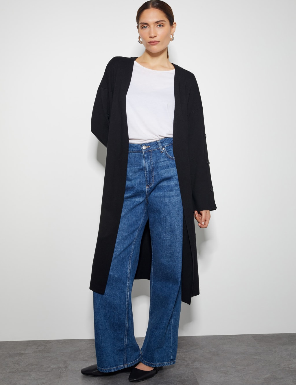 Bo Button Detail Longline Cardigan 1 of 4