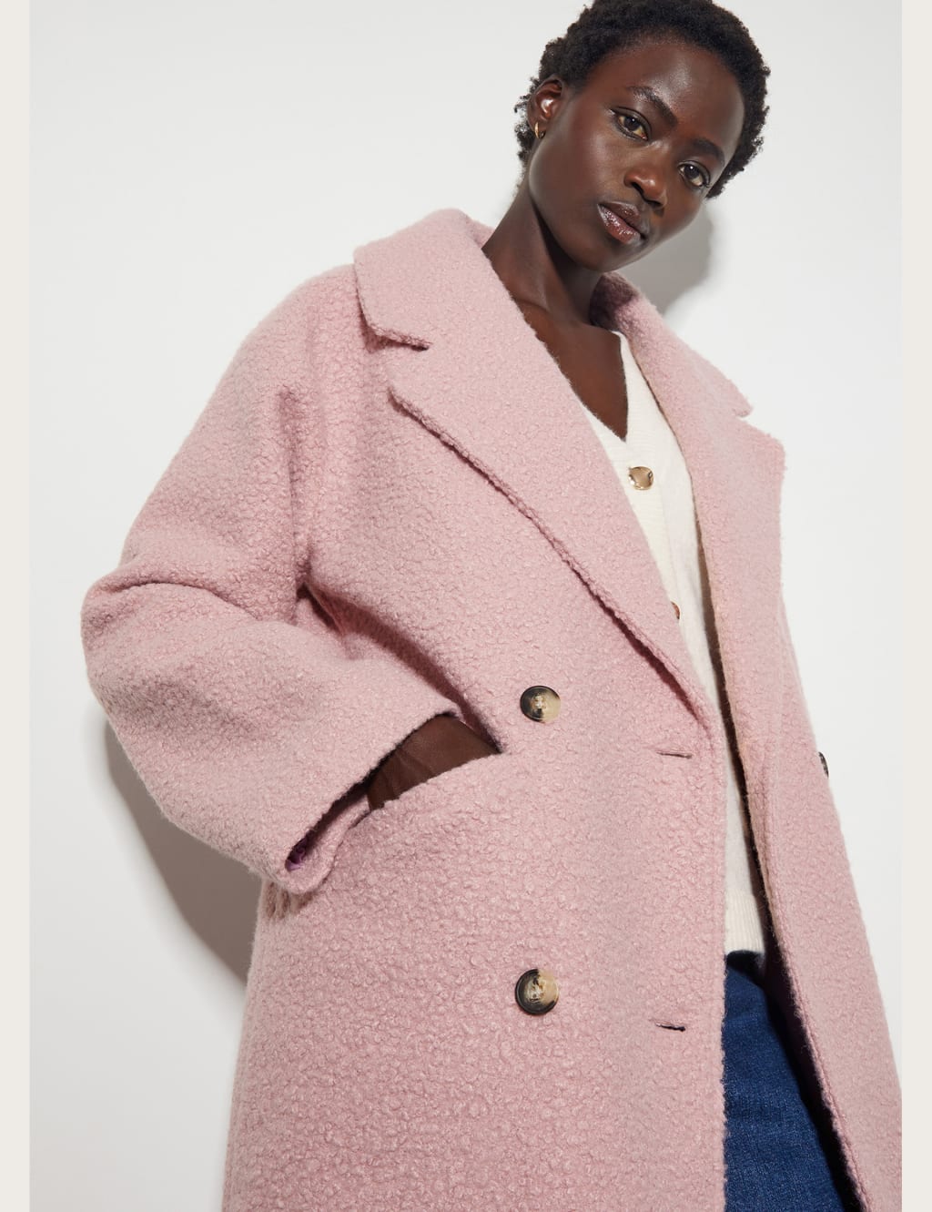 Pink pea coat womens cheap