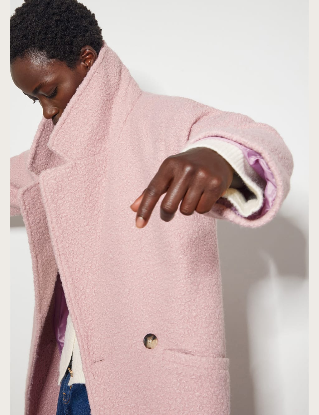 Boucle Double Breasted Longline Peacoat Monsoon M S