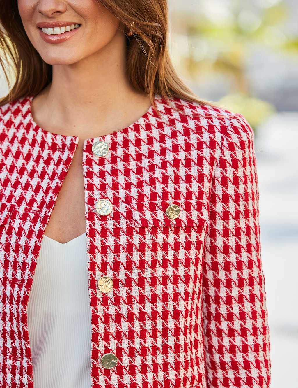 Dogtooth Textured Gold Button Jacket 6 of 6