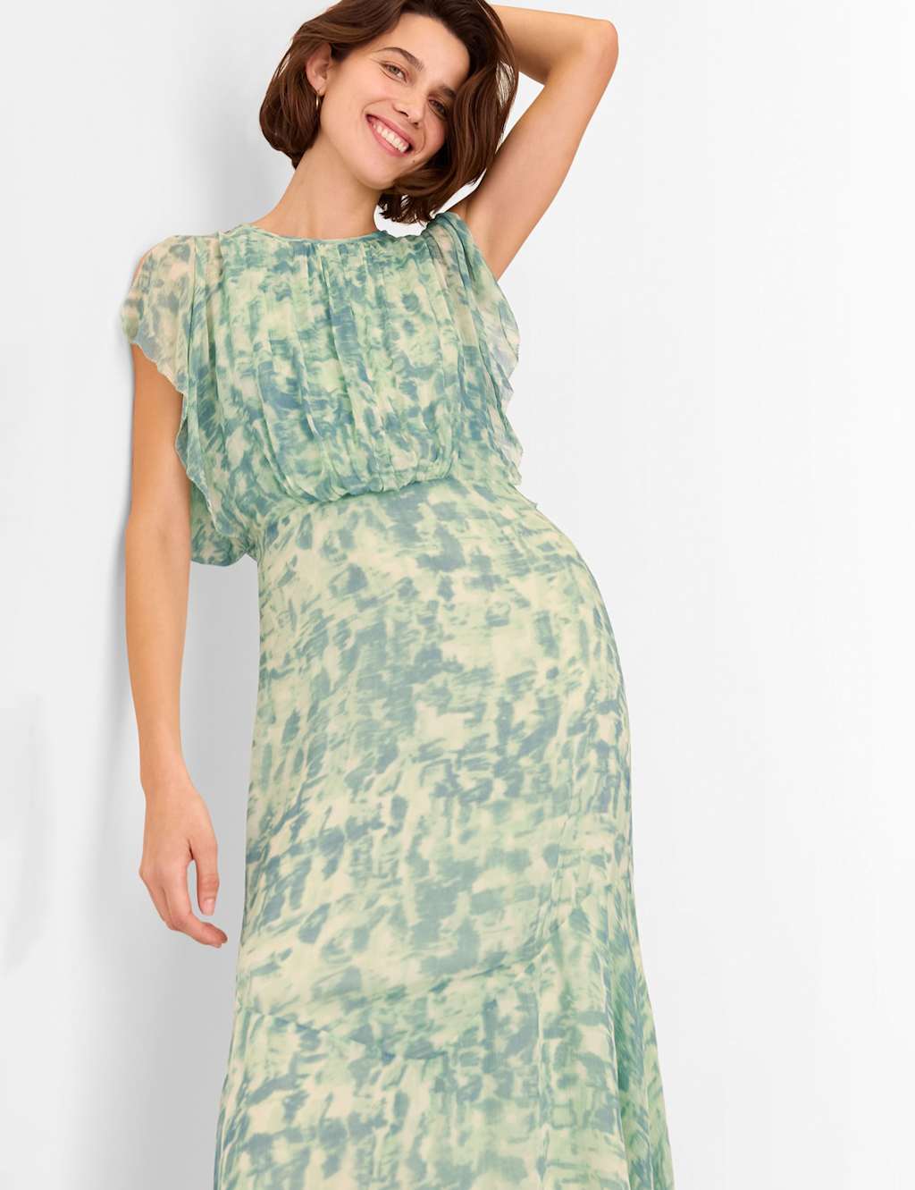 Printed Round Neck Midi Waisted Dress 4 of 4
