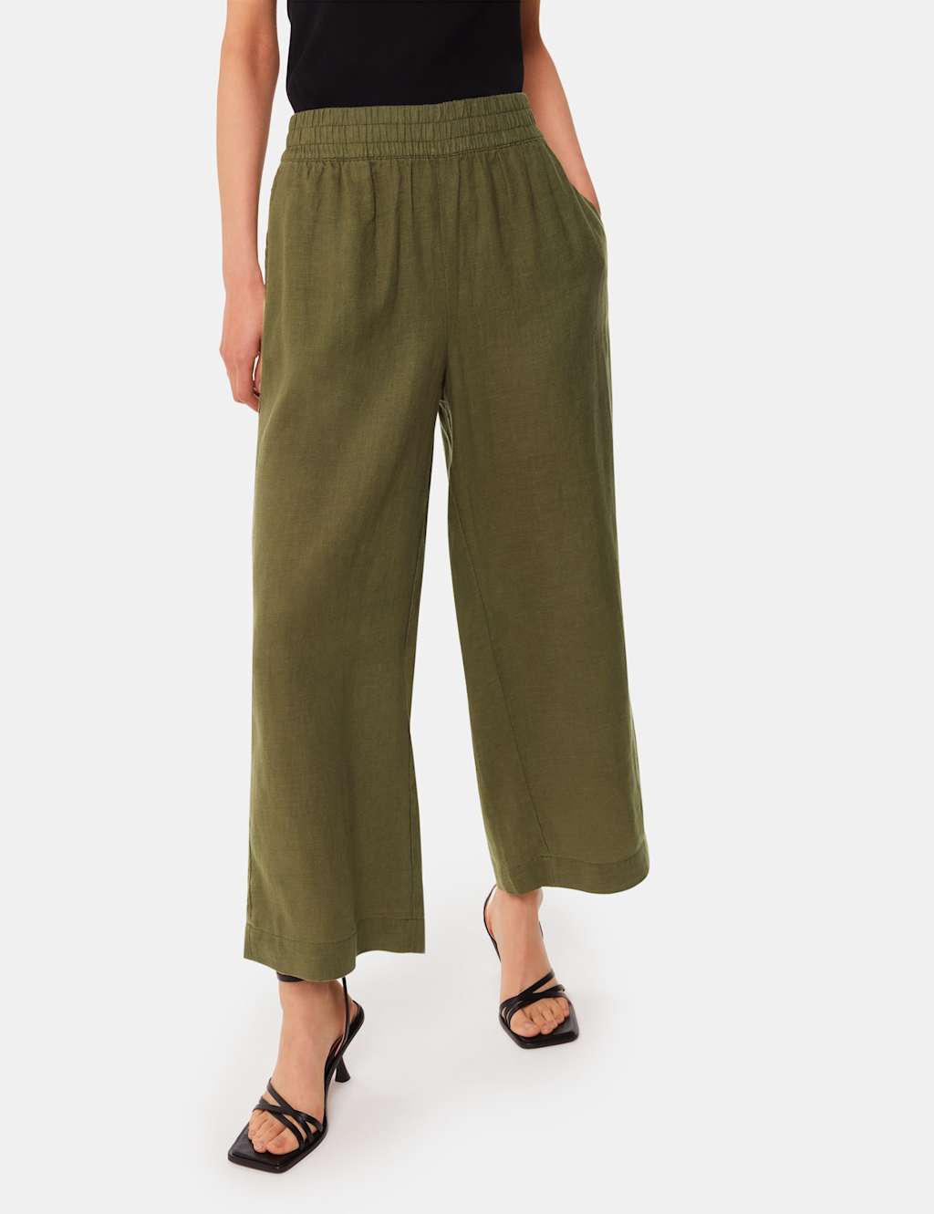 Pure Linen Flap Pocket Ankle Grazer Trousers 3 of 4