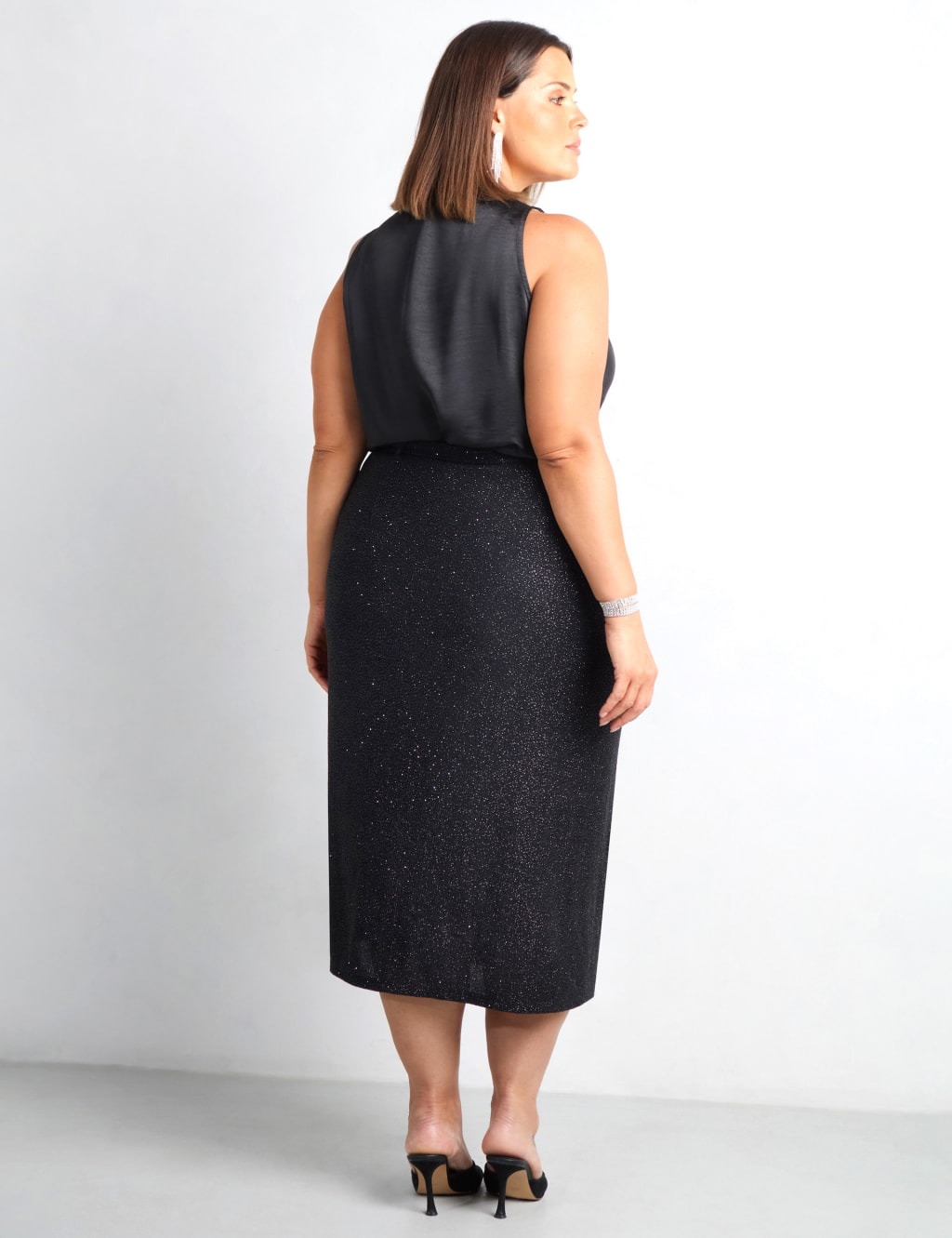 Jersey Sparkly Midi Wrap Skirt Live Unlimited London M S