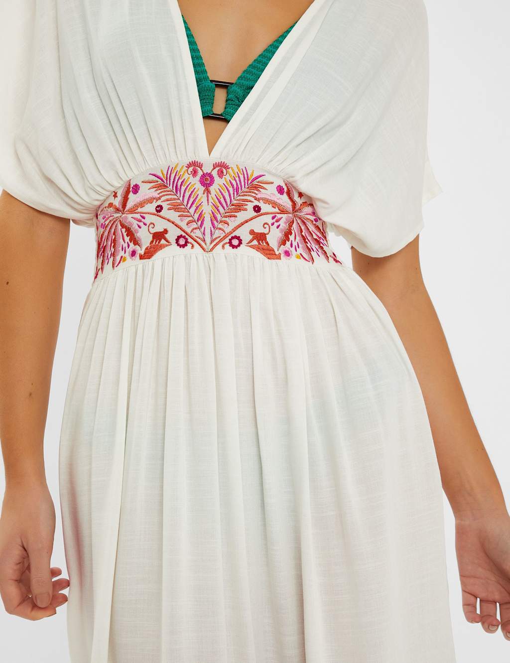 Embroidered V-Neck Fringe Midi Kaftan 4 of 4