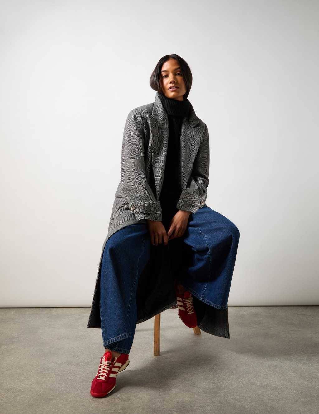 Wool Blend Herringbone Coat RO ZO M S