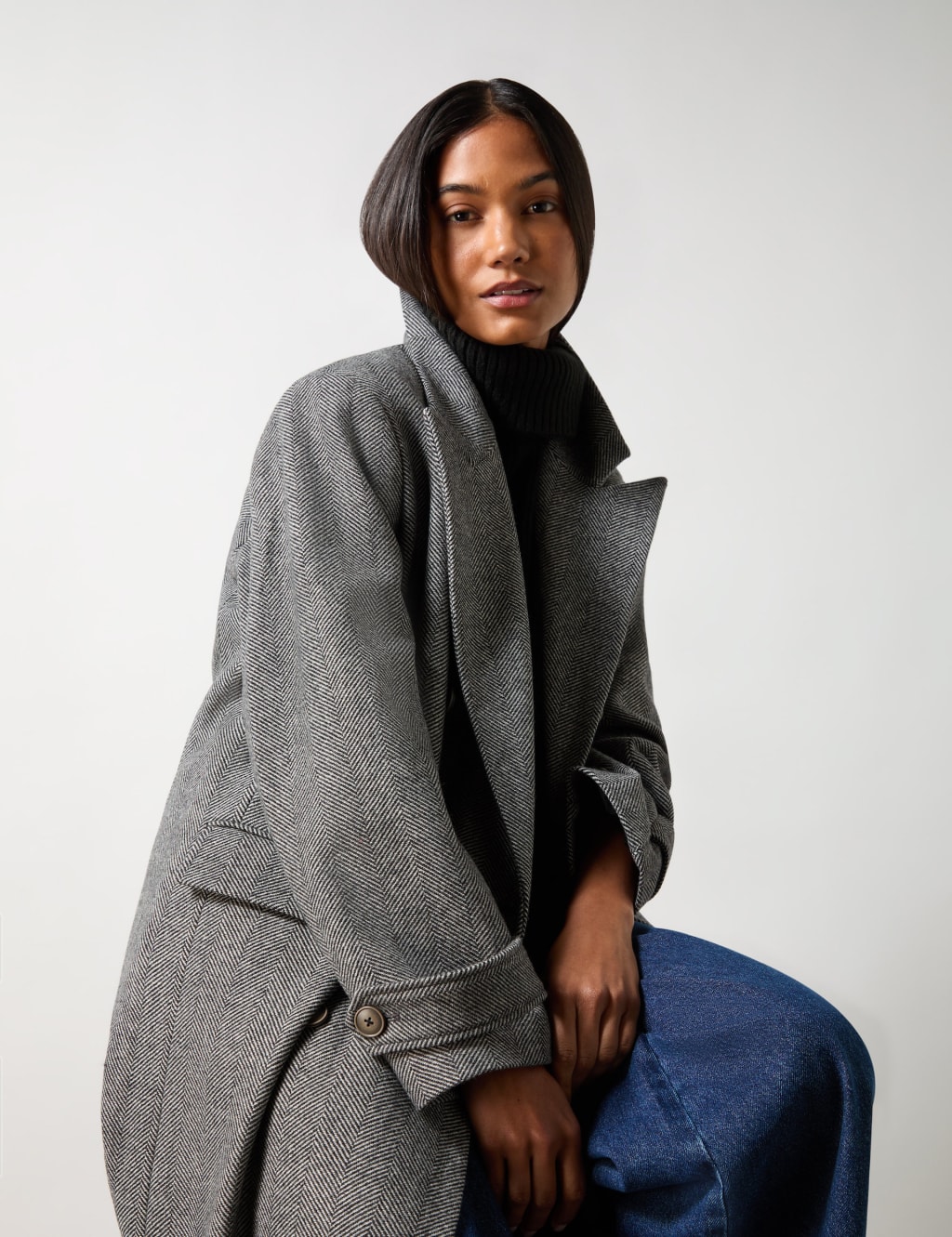 Wool blend herringbone coat sale