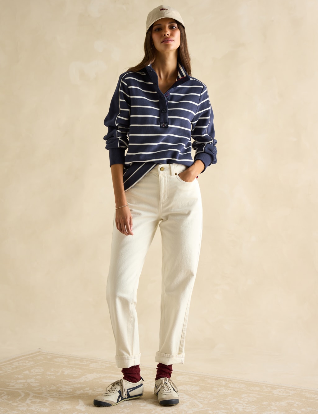 Pure Cotton Striped Funnel Neck Sweatshirt 2 of 7