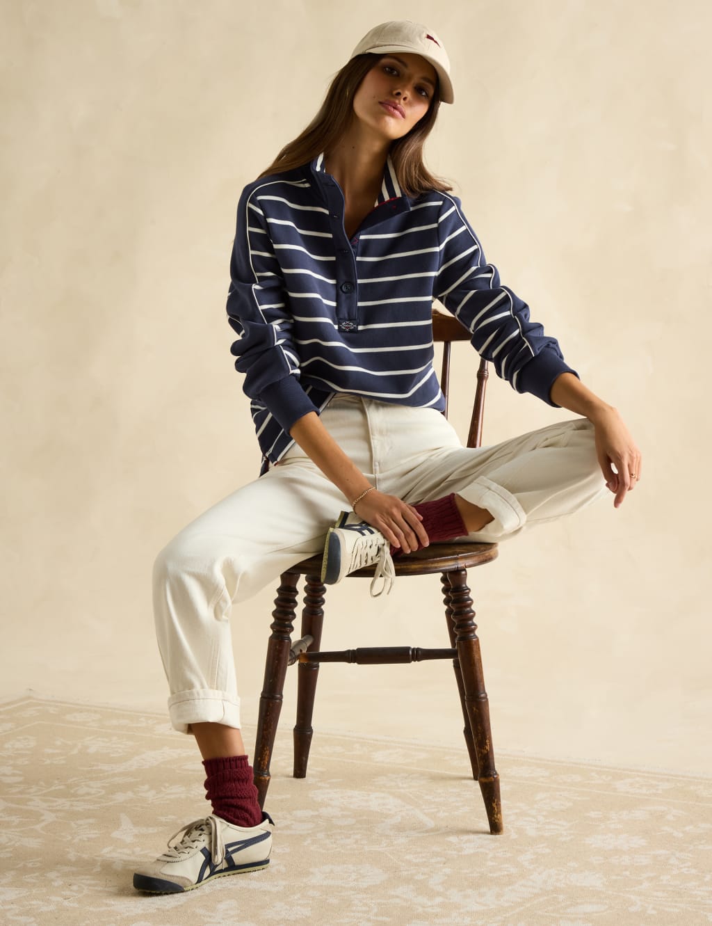 Pure Cotton Striped Funnel Neck Sweatshirt 3 of 7