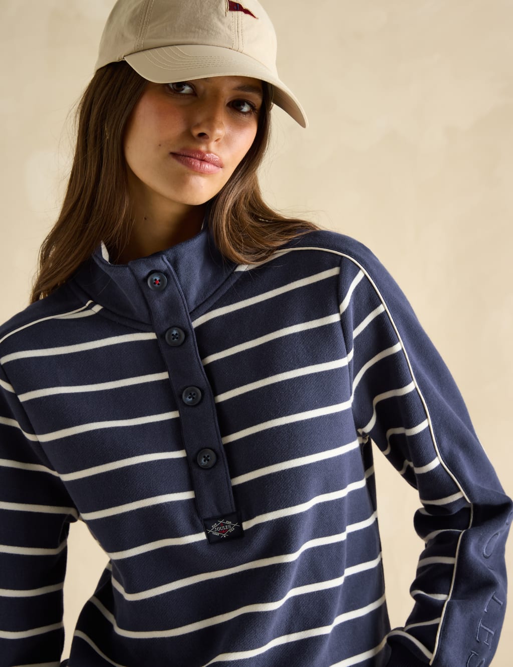 Pure Cotton Striped Funnel Neck Sweatshirt 5 of 7