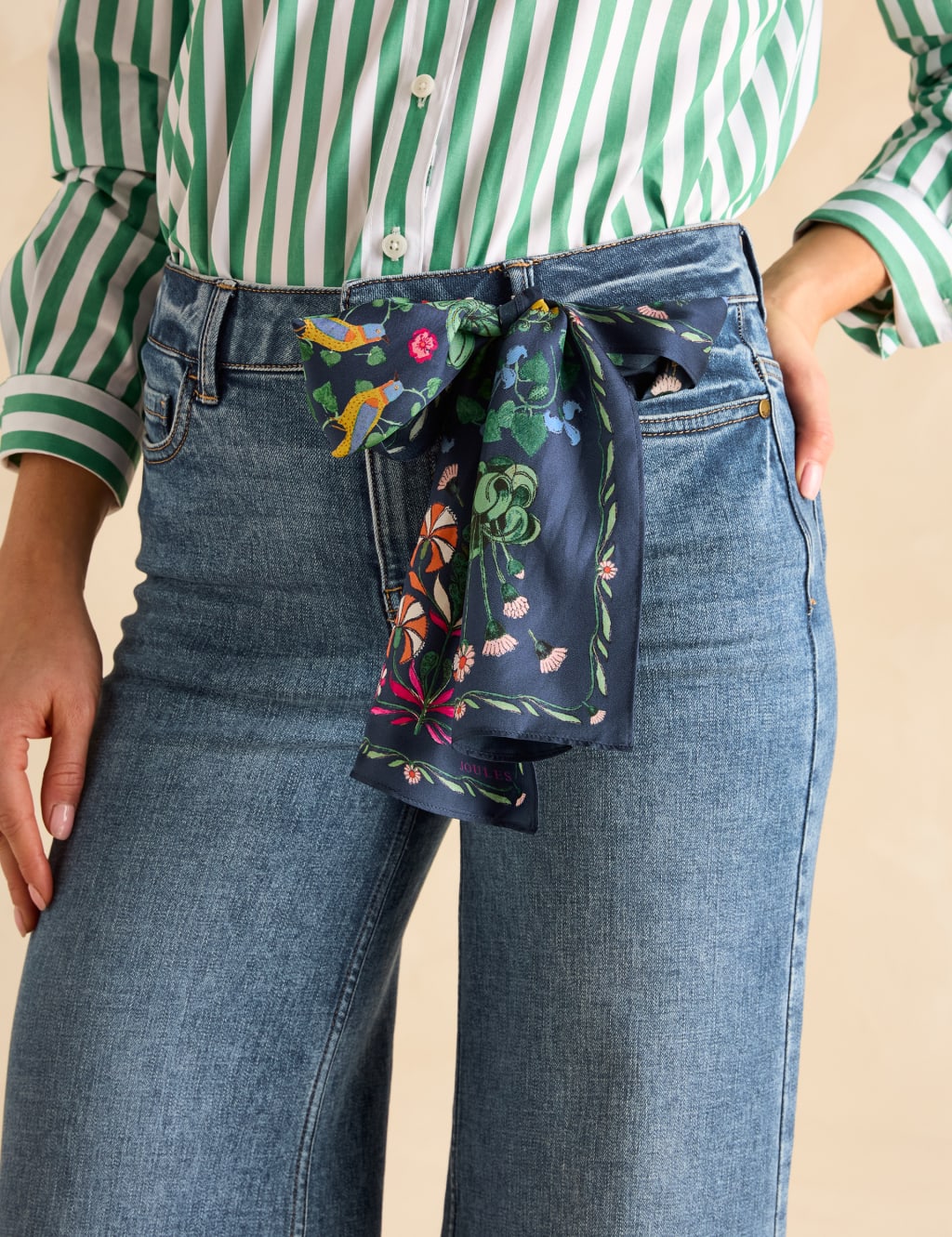 Pure Silk Floral Skinny Scarf 3 of 6