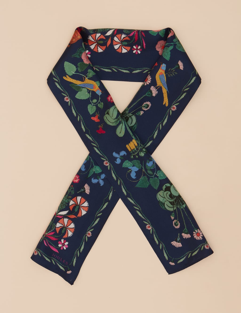 Pure Silk Floral Skinny Scarf 2 of 6