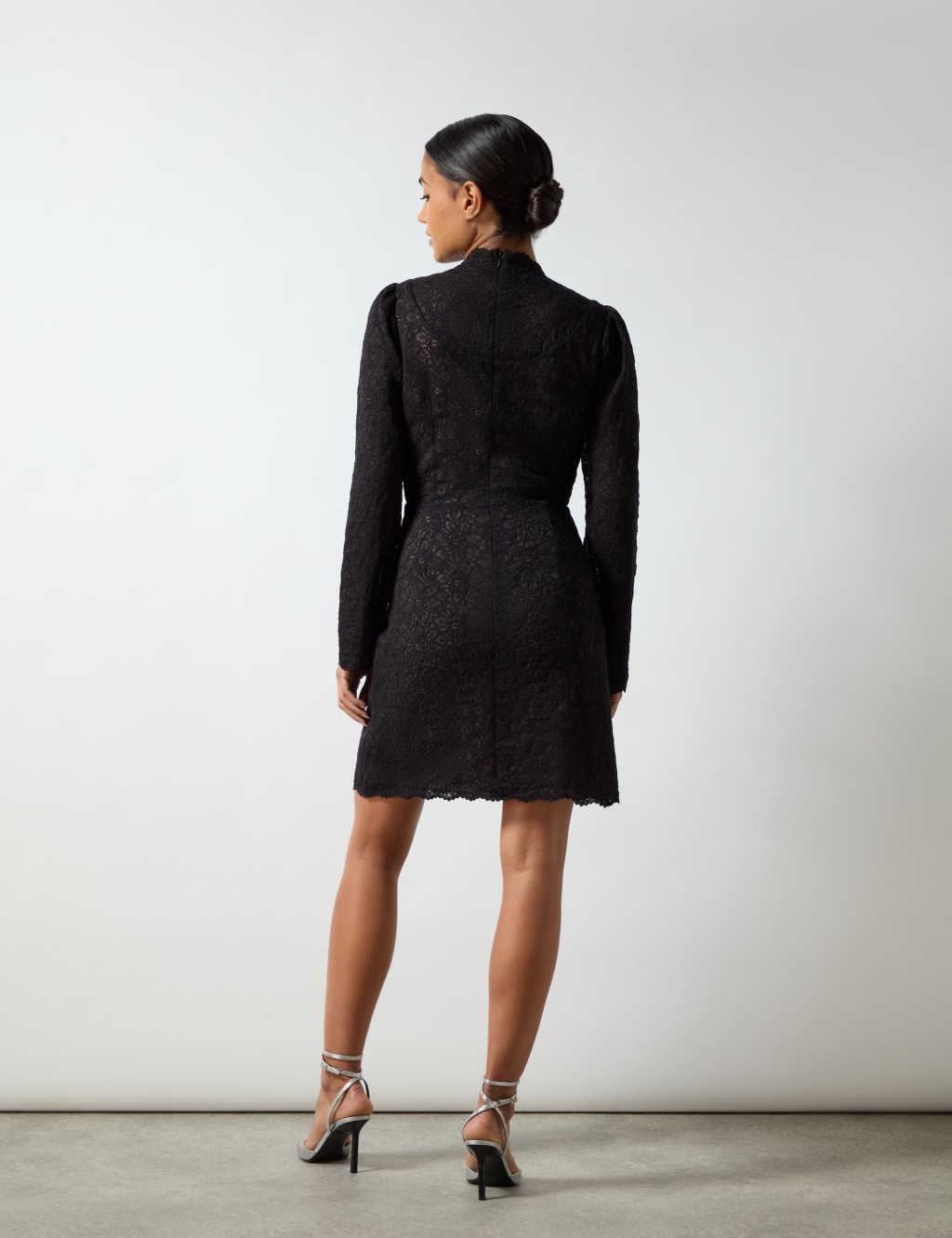 Lace High Neck Mini Tea Dress