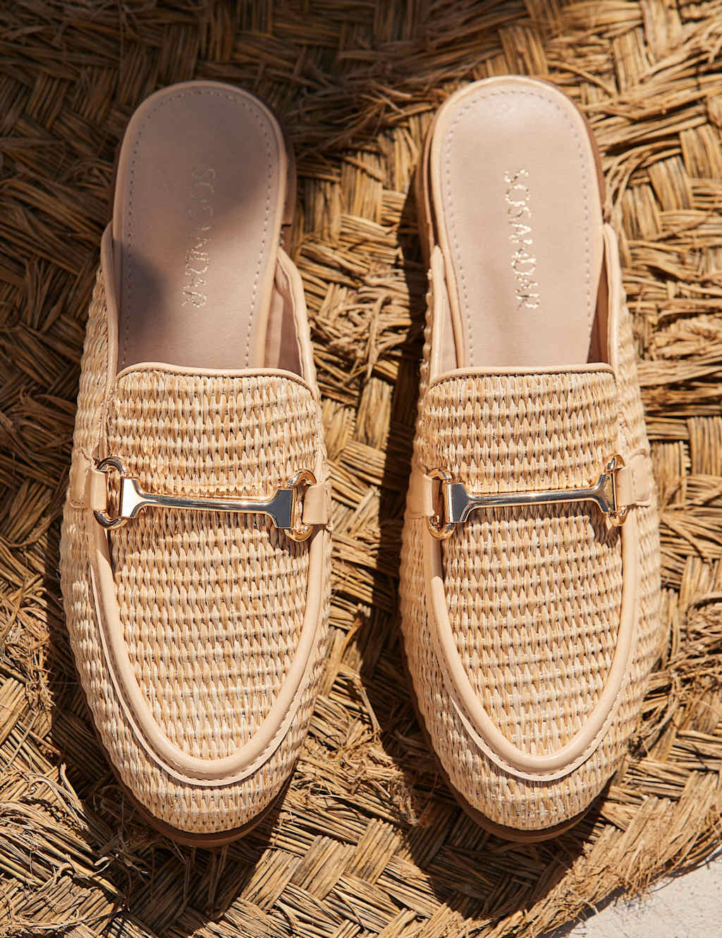 Raffia Bar Slip On Flat Mule Loafers 3 of 6