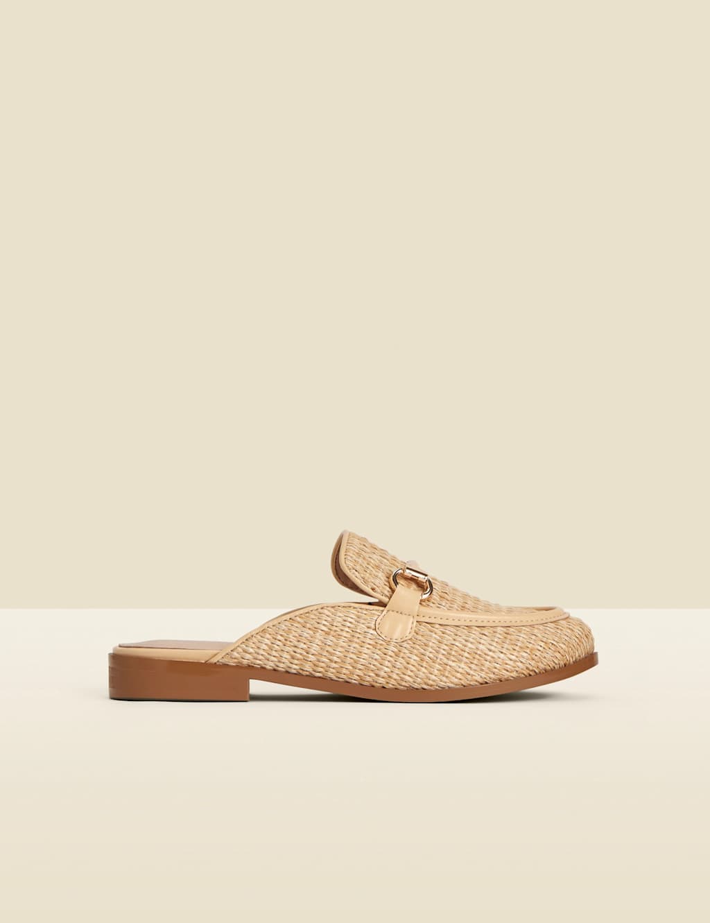 Raffia Bar Slip On Flat Mule Loafers 1 of 6