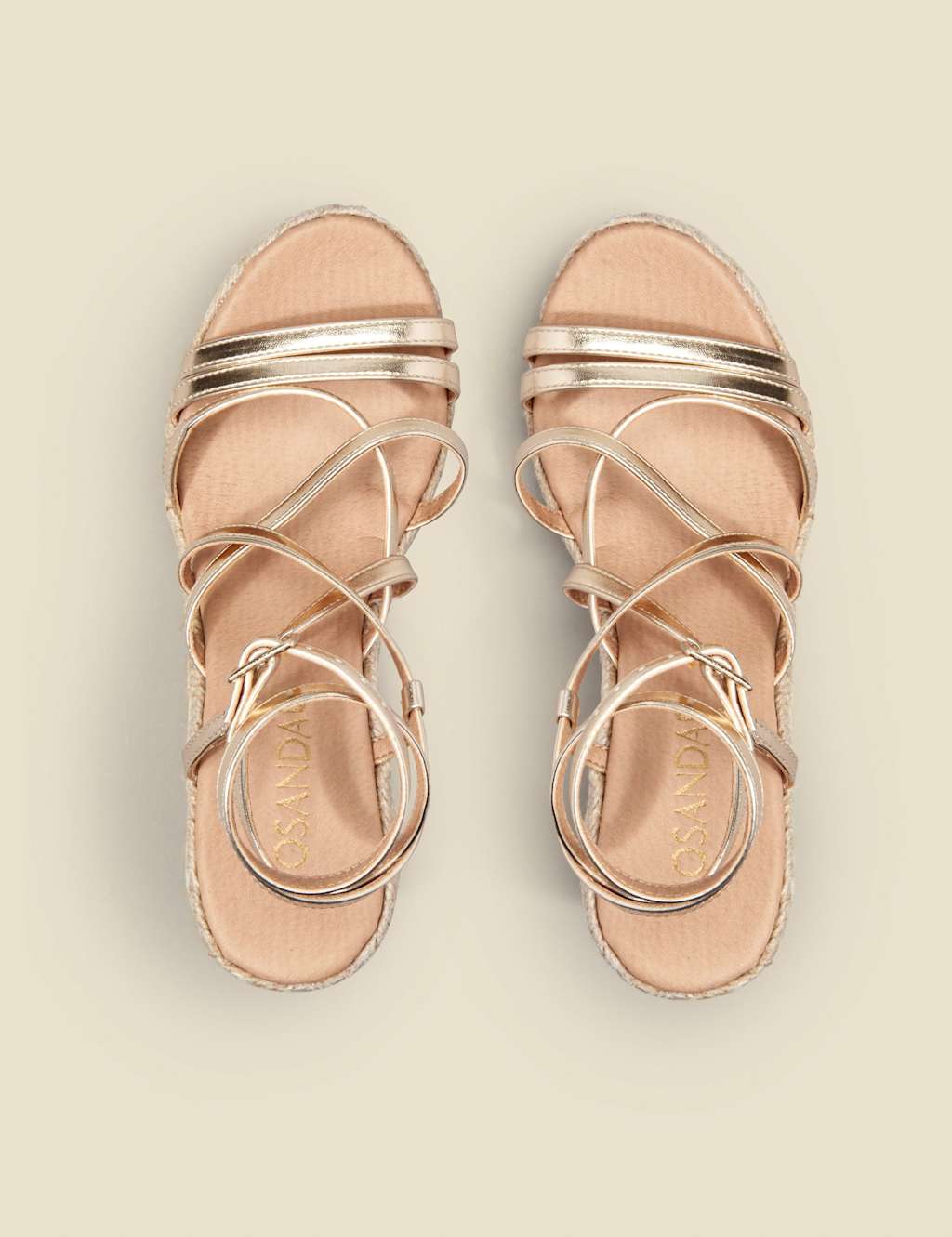 Leather Metallic Strappy Wedge Espadrilles 3 of 5