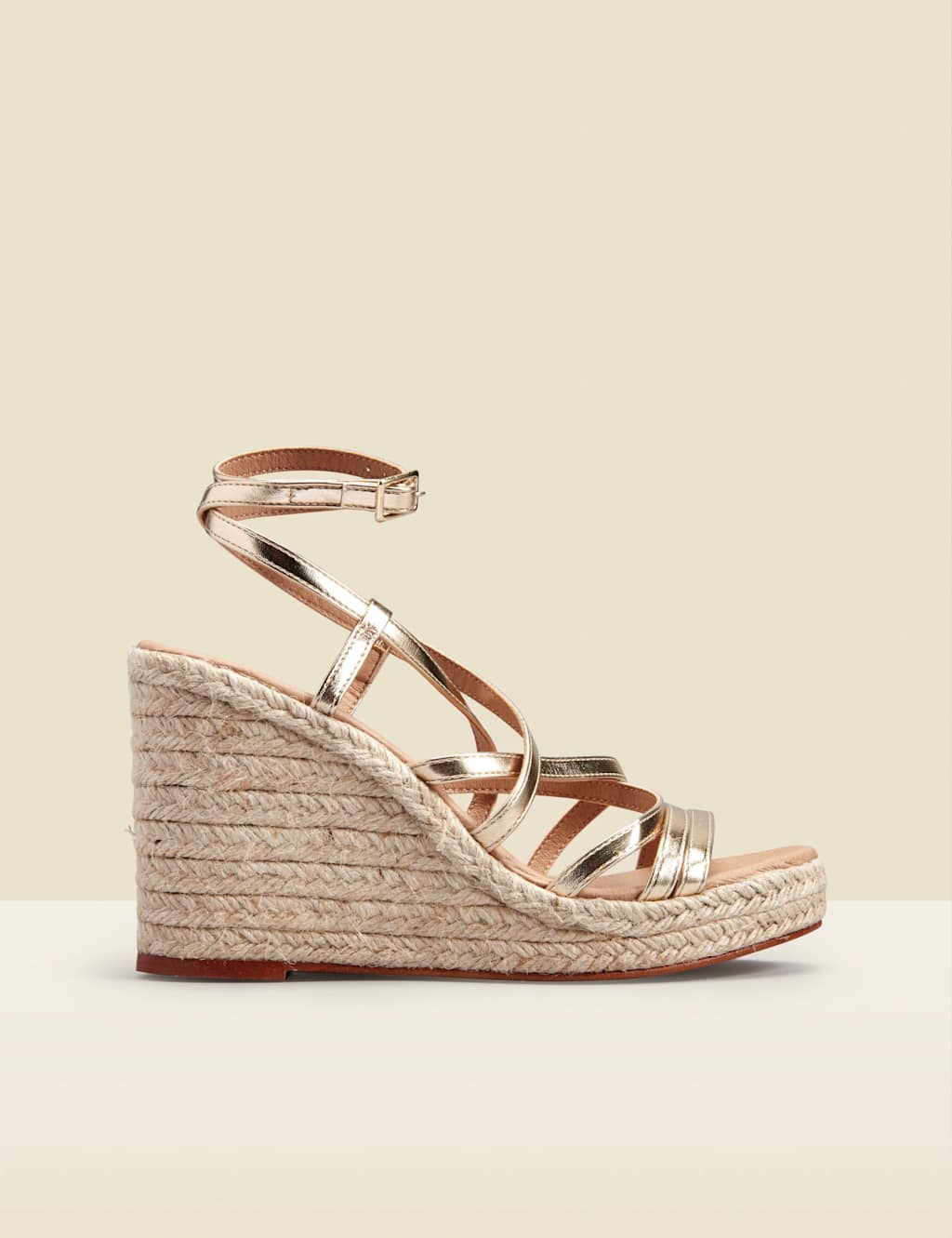 Leather Metallic Strappy Wedge Espadrilles 2 of 5