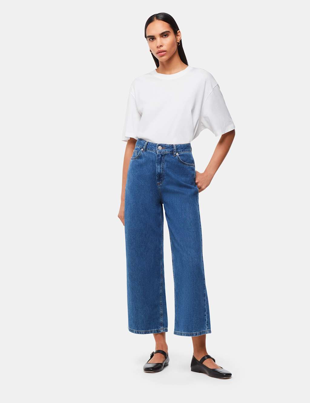 High Waisted Wide Leg Cropped Jeans 1 of 4