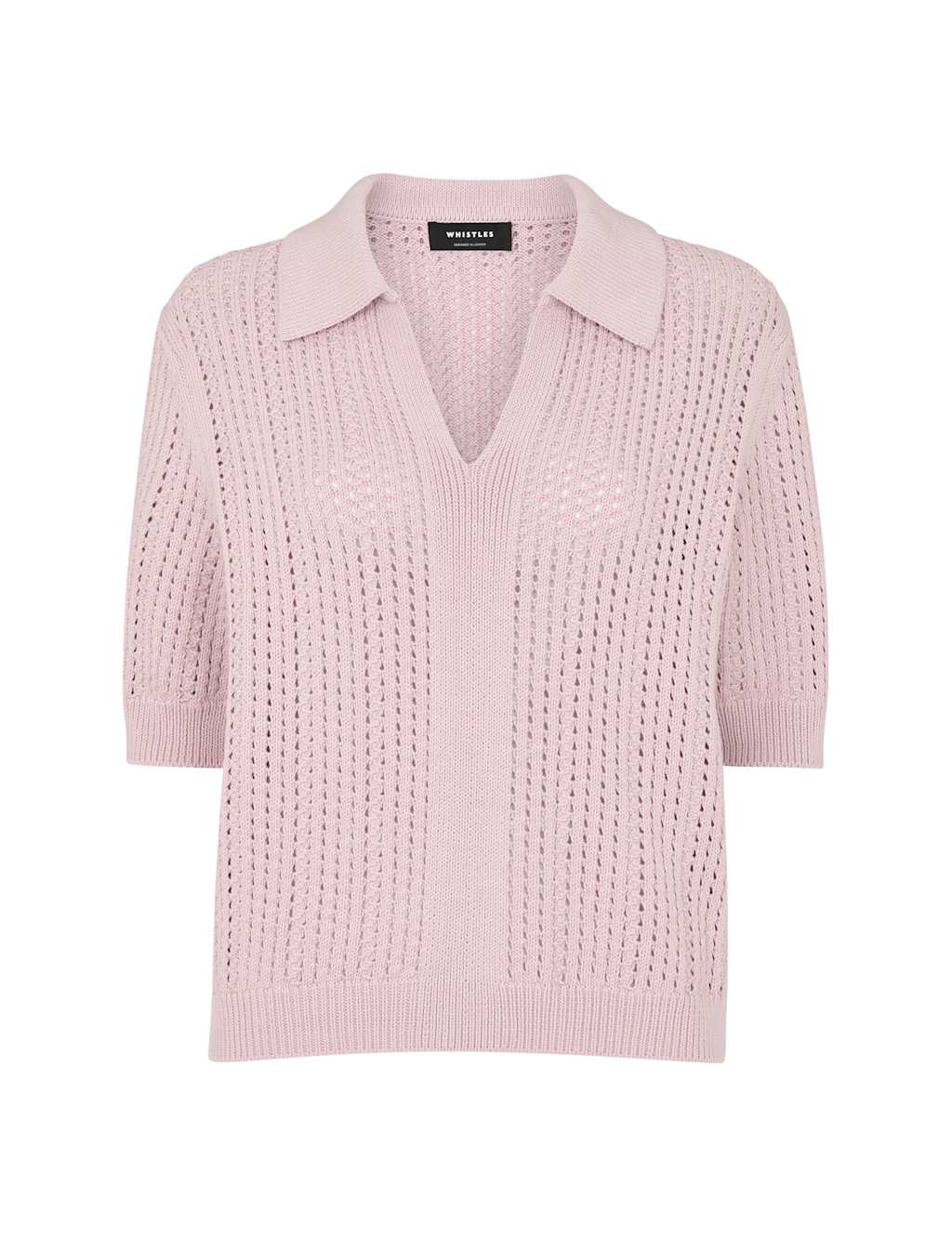 Pure Cotton Pointelle Collared V-Neck Jumper 2 of 4