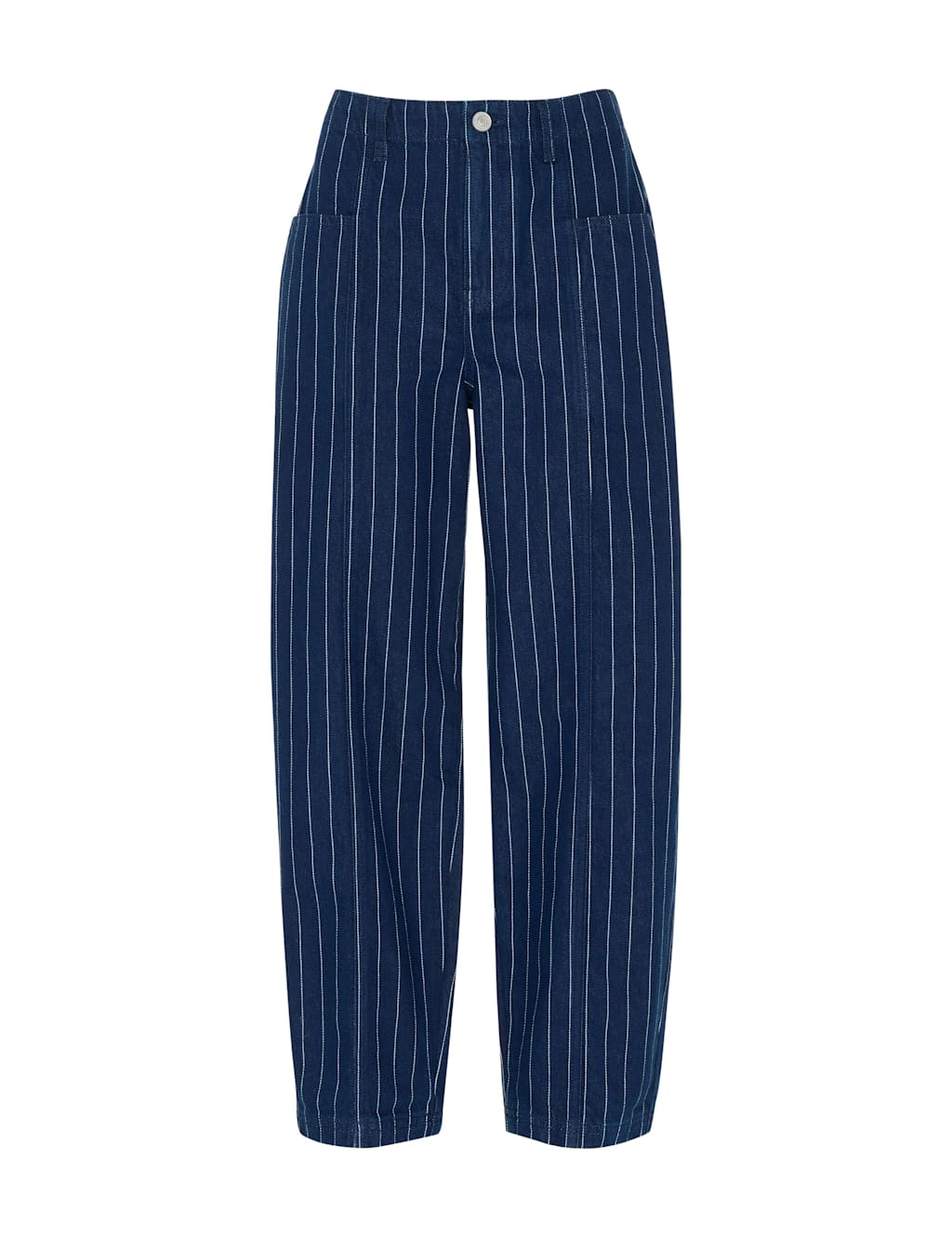 Pinstripe High Waisted Barrel Jeans 2 of 4