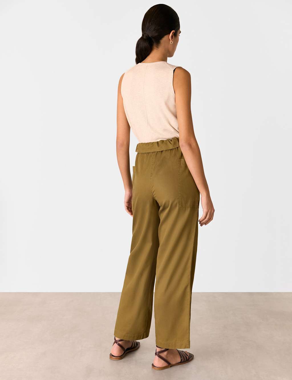 Lyocell Rich Paperbag Straight Leg Trousers 4 of 4