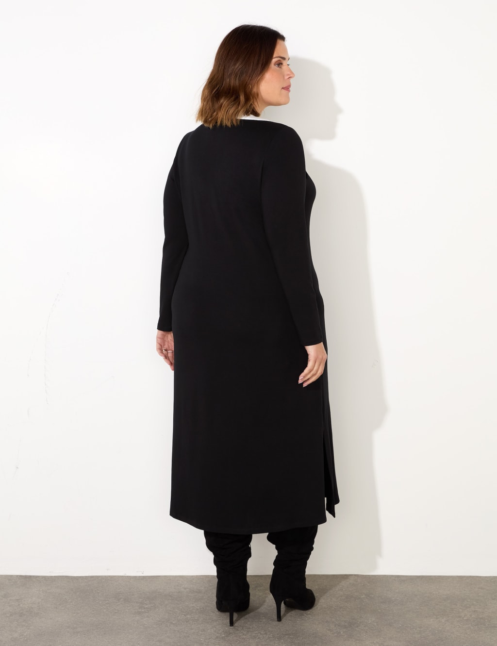 Jersey V-Neck Midi Shift Dress 3 of 3