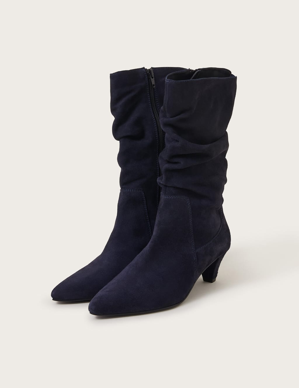 Suede Ruched Kitten Heel Ankle Boots Monsoon M S