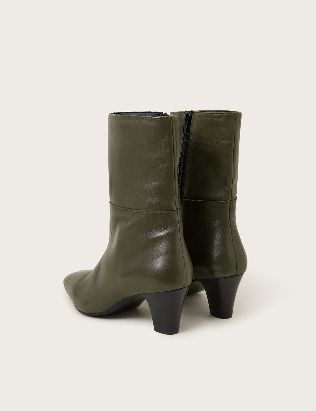 Leather Block Heel Square Toe Boots 3 of 3