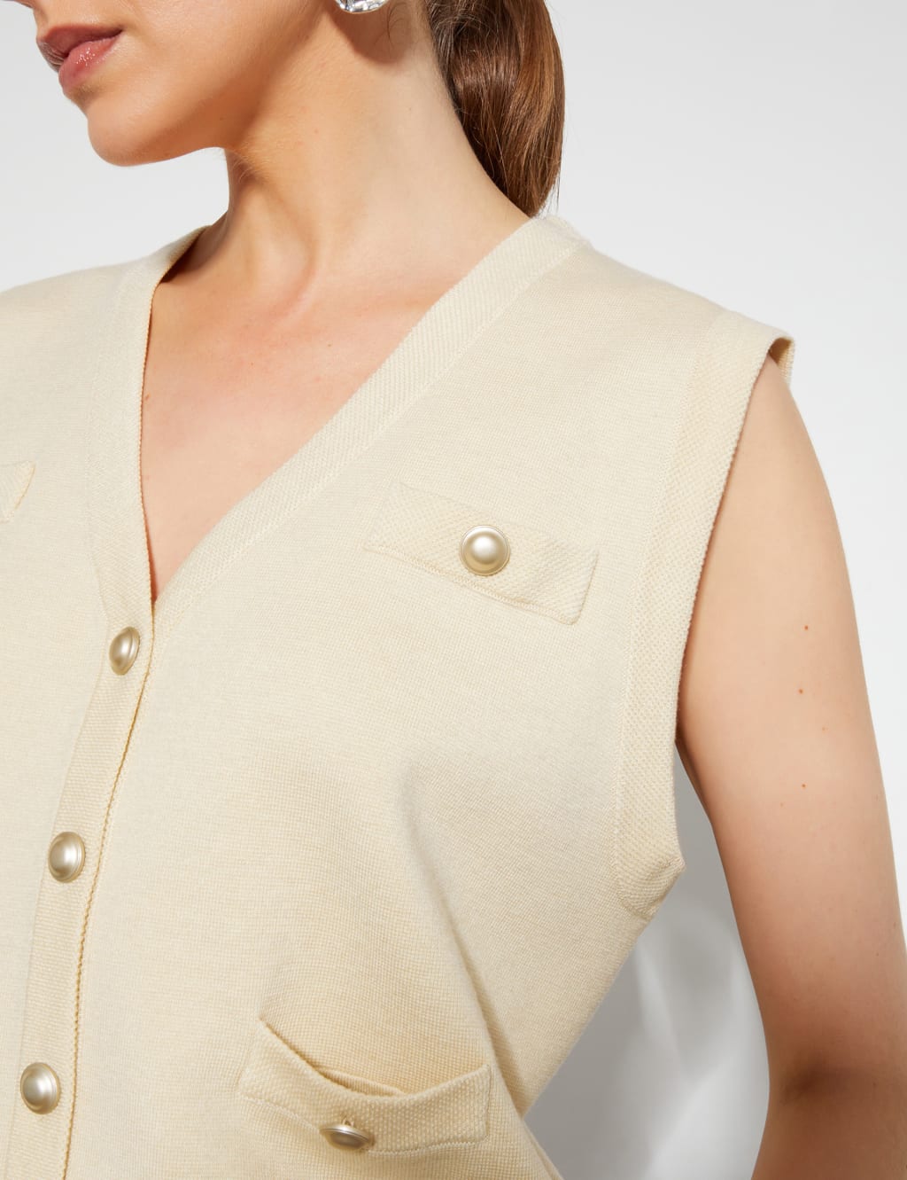 Sky V Neck Sleeveless Cardigan