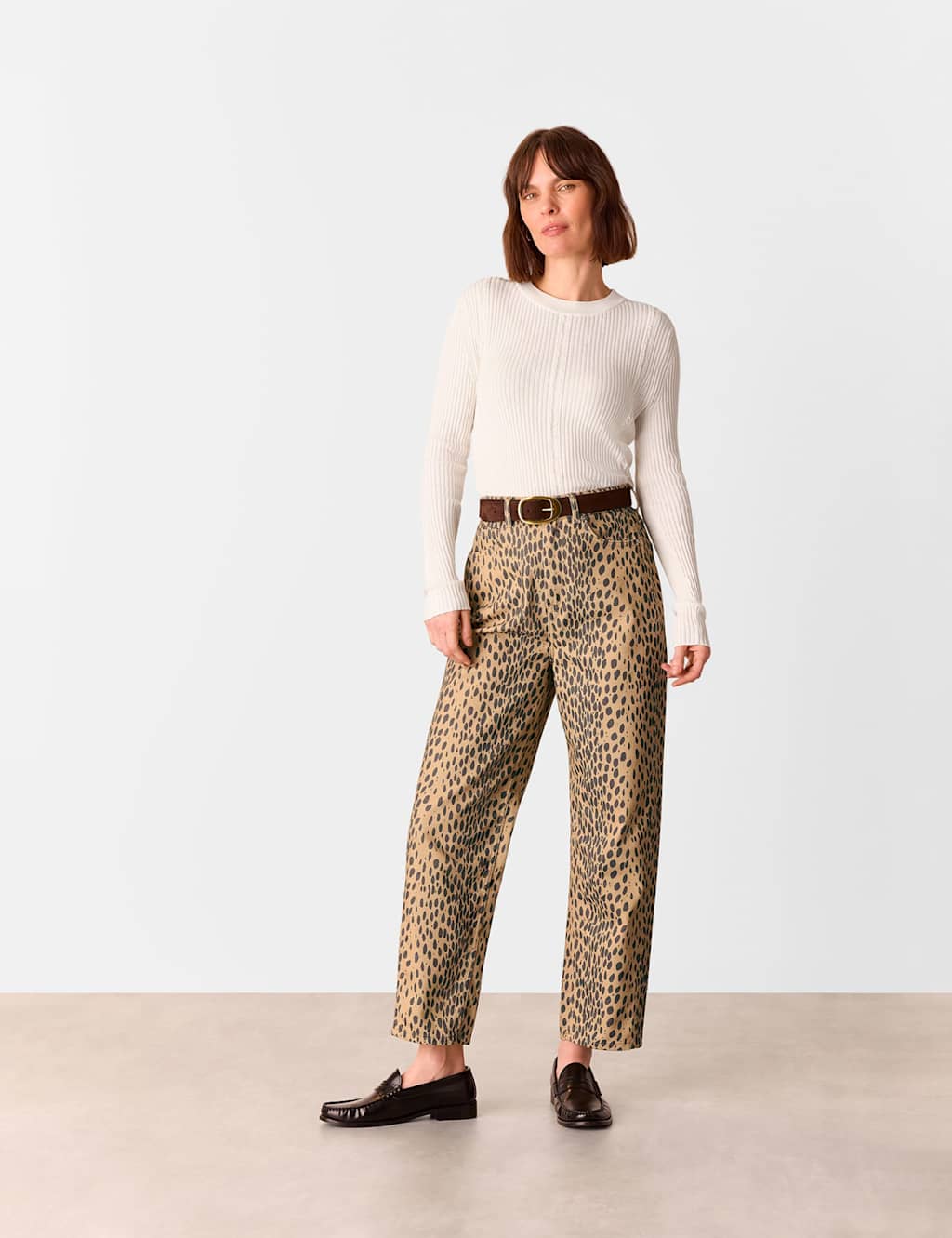 Animal Print High Waisted Barrel Jeans 1 of 4
