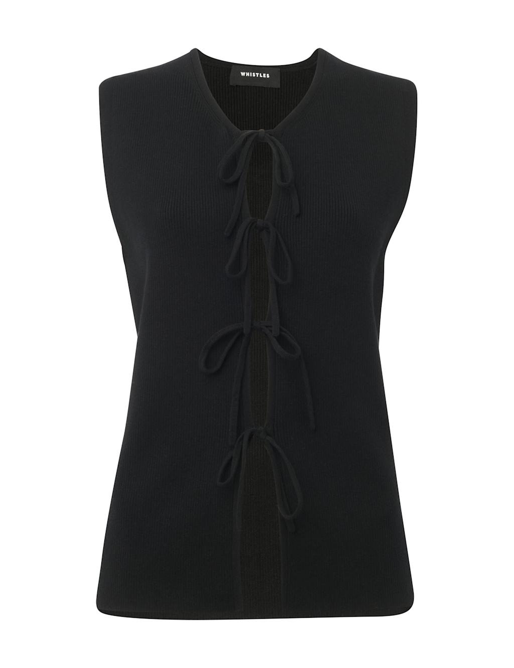 Cotton Rich Tie Front Knitted Vest 2 of 4