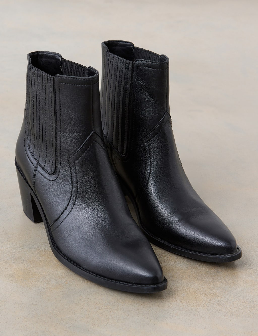 Leather Western Block Heel Ankle Boots 3 of 5