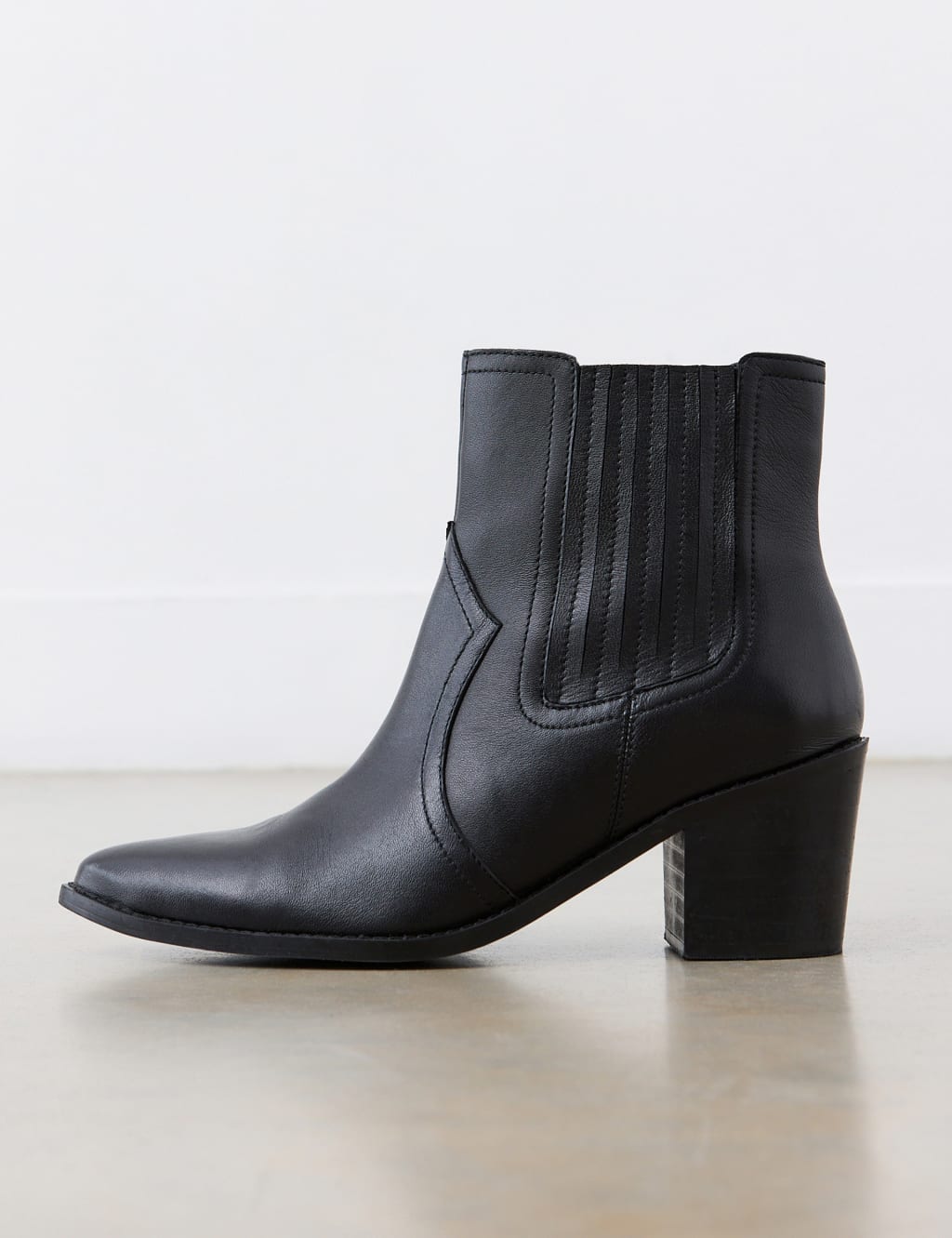 Leather Western Block Heel Ankle Boots 2 of 5