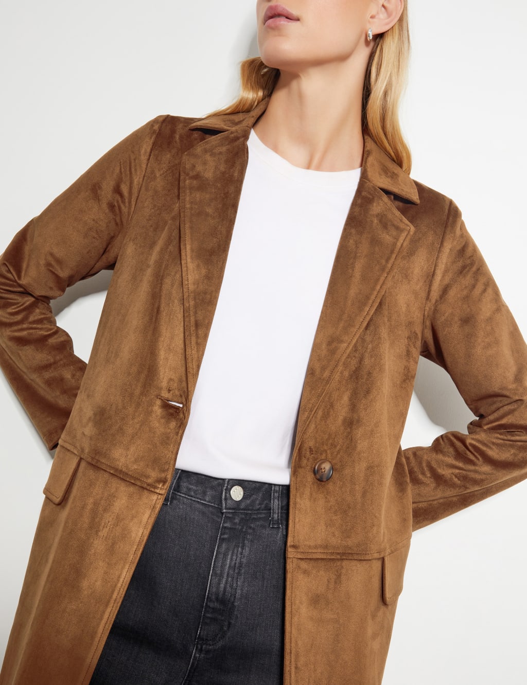 Suedette Trench Coat Monsoon M S
